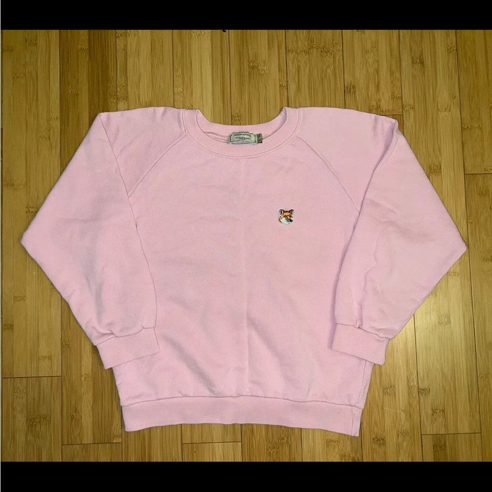 Maison Kitsune Fox Patch Sweatshirt Pullover Pink Size Small